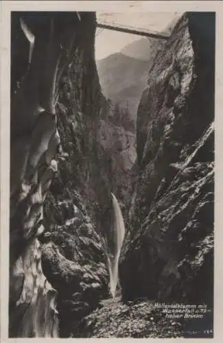 Höllentalklamm - mit Wasserfall und hoher Brücke - ca. 1950