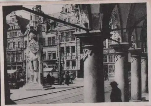 Bremen - Rathausdurchblick zum Roland - ca. 1950