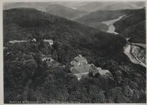 Bad Laasphe, Schloss Wittgenstein - Fliegeraufnahme - ca. 1960