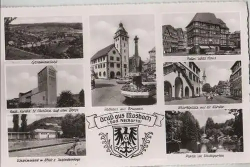 Mosbach - u.a. Rathaus mit Brunnen - ca. 1960