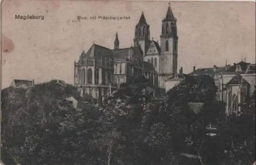 Magdeburg - Dom mit Präsidialgarten - 1918