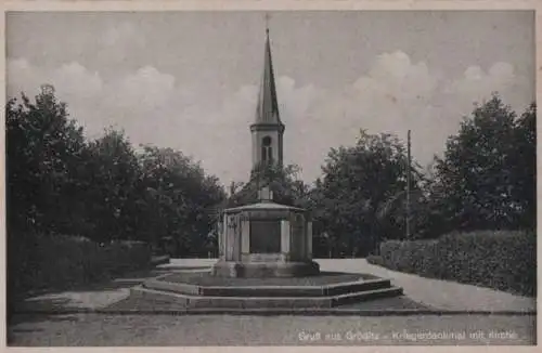 Gröditz - Kriegerdenkmal mit Kirche