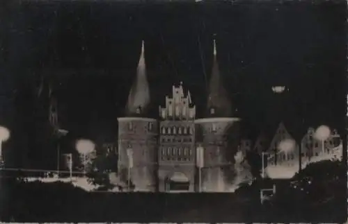 Lübeck - Holstentor, Nachtaufnahme - 1961