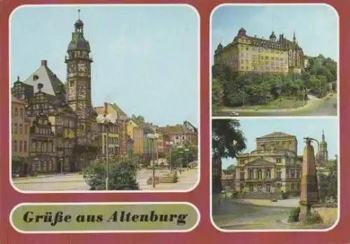 Altenburg - Blick zum Rathaus, Schloß, Theater - 1987