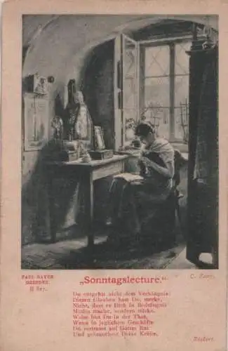 Sonntagslecture vor dem Fenster
