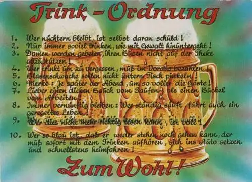 Trink-Ordnung Zum Wohl