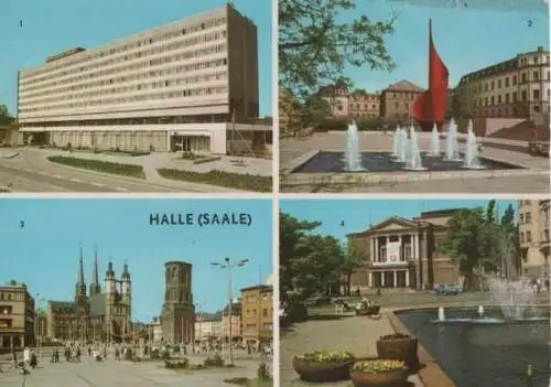 Halle - u.a. Hansering mit Fahnenmonument - 1970