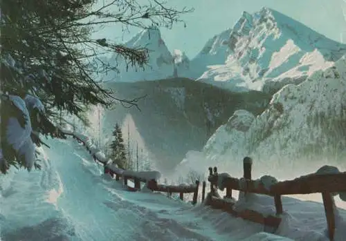 unbekannter Ort - Blick von Vorderbrander Rodelbahn auf Watzmann - ca. 1980