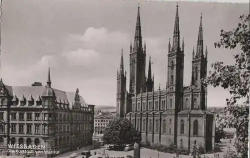 Wiesbaden - Marktplatz mit Rathaus - 1956