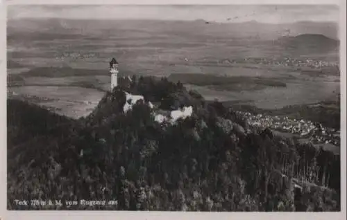 Kirchheim, Burg Teck - vom Flugzeug aus - 1949