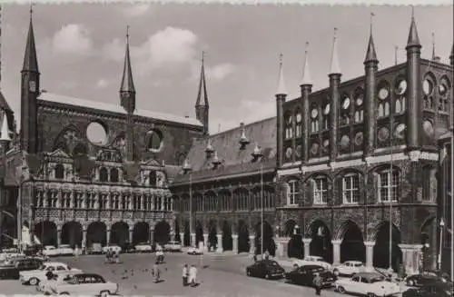 Lübeck - Marktplatz mit Rathaus - ca. 1960