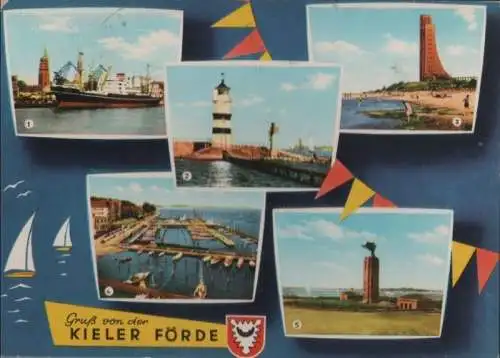 Kieler Förde - u.a. Hafen und Rathausturm - 1972