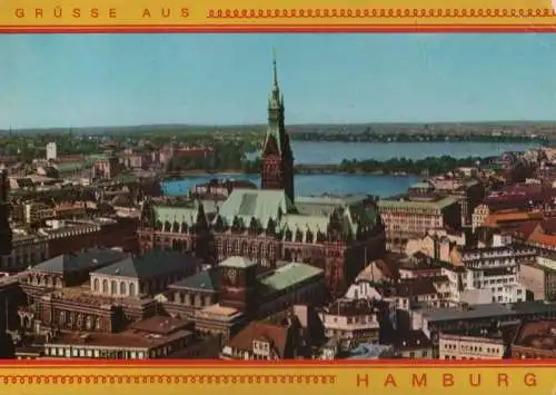 Hamburg - Rathaus mit Binnen- und Außenalster - 1977