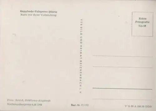 Rappbodetalsperre - kurz vor ihrer Vollendung