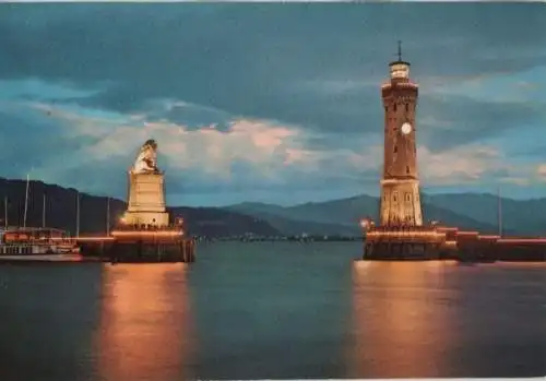 Lindau - Hafen in Festbeleuchtung - ca. 1980