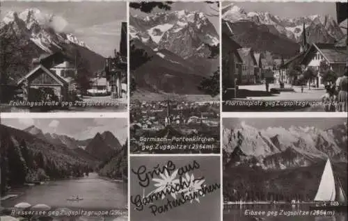 Garmisch-Partenkirchen - u.a. gegen Zugspitze - ca. 1960