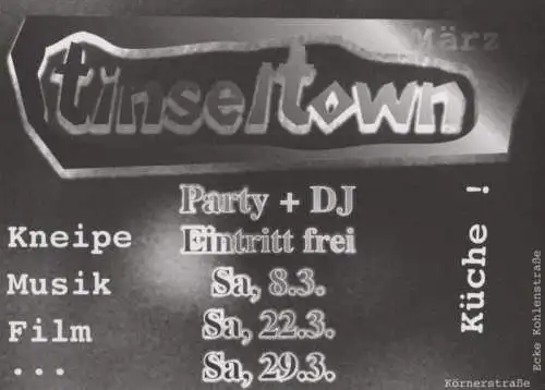 tinseltown Werbung für Kneipe