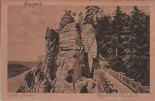 Sächsische Schweiz - Basteifelsen und Basteibrücke - ca. 1935