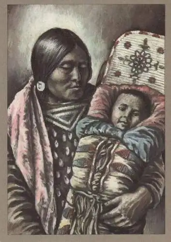 Crow-Indianerin mit Kind