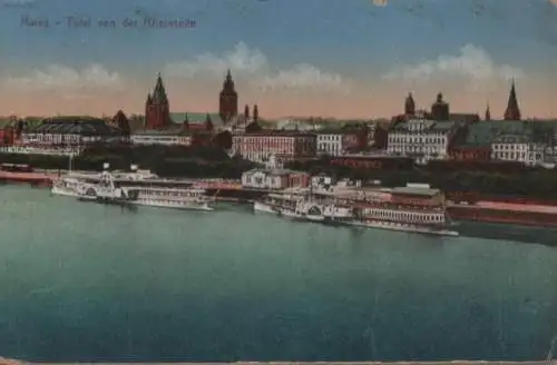 Mainz - Total von der Rheinseite - ca. 1925