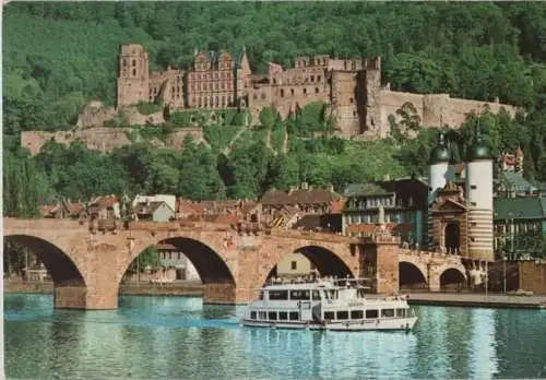 Heidelberg - Schloß, Neckarbrücke mit Brückentor - 1978