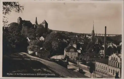 Mylau - mit Kaiserschloss und Göltzschtalbrücke - ca. 1950