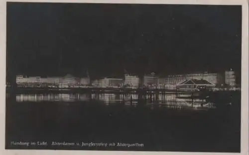 Hamburg - Jungfernstieg mit Alsterpavillon im Licht - 1931