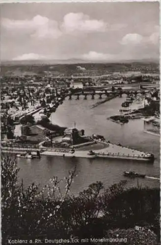 Koblenz - Deutsches Eck mit Moselmündung - 1960