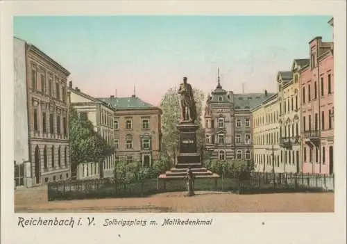 Reichenbach - [REPRO] - Solbrigsplatz und Moltkedenkmal - ca. 1985