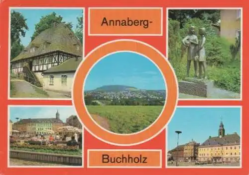 Annaberg-Buchholz - Frohnauer Hammer, Teilansicht, Plastik Erzgebirgische Klöppel-Maad, Markt, Rathaus - 1986