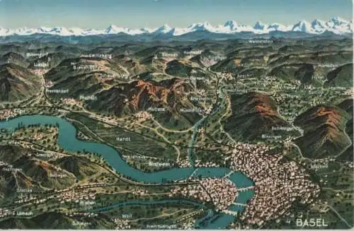 Schweiz - Schweiz - Basel - Umgebungskarte - ca. 1920
