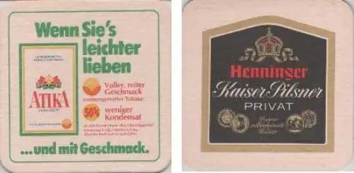 Bierdeckel quadratisch - Henninger - Rückseite Atika