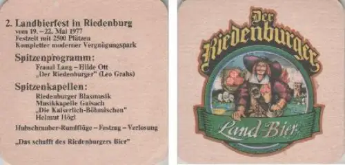 Bierdeckel quadratisch - Riedenburger - Landbierfest 1977