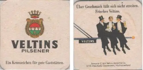 Bierdeckel quadratisch - Veltins - Bierflecken