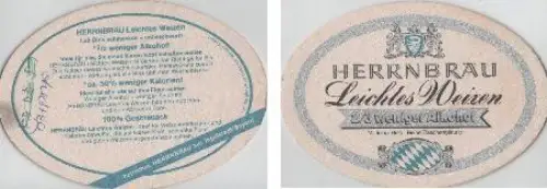 Bierdeckel oval - Herrnbräu - Leichtes Weizen