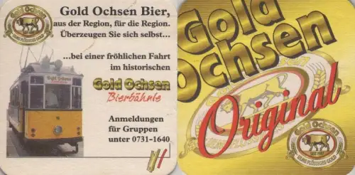 Bierdeckel quadratisch - Gold-Ochsen