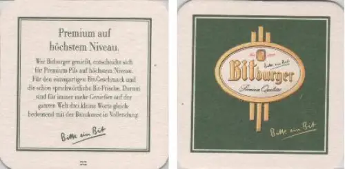 Bierdeckel quadratisch - Bitburger auf höchstem Niveau