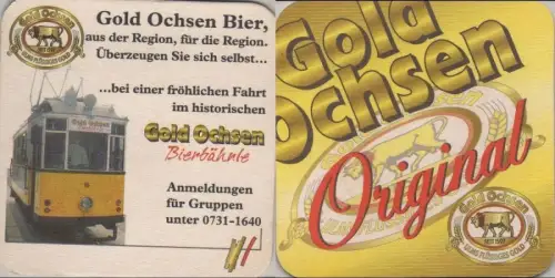 Bierdeckel quadratisch - Gold-Ochsen