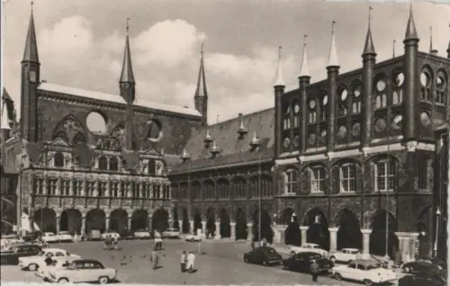 Lübeck - Marktplatz mit Rathaus - 1953