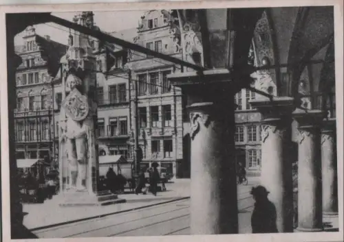 Bremen - Rathausdurchblick zum Roland - ca. 1950