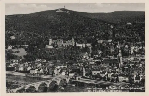 Heidelberg - Blick auf Königstuhl und Schloß - ca. 1960
