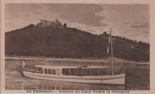 Edersee - Edertalsperre, Motorboot - ca. 1935