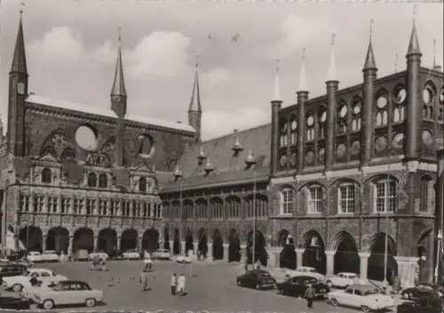 Lübeck - Marktplatz mit Rathaus - ca. 1960