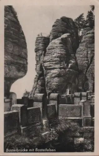 Sächsische Schweiz - Basteibrücke mit Basteifelsen - 1959