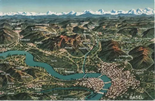 Schweiz - Schweiz - Basel - Umgebungskarte - ca. 1920