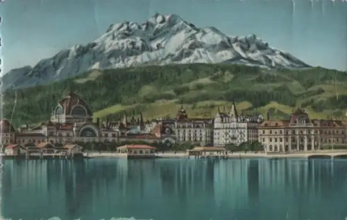 Schweiz - Schweiz - Luzern - Bahnhof und Pilatus - ca. 1965