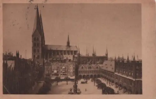 Lübeck - Marktplatz mit Rathaus und Marienkirche - ca. 1930