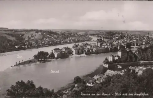 Passau - Blick auf das Dreiflußeck - ca. 1960
