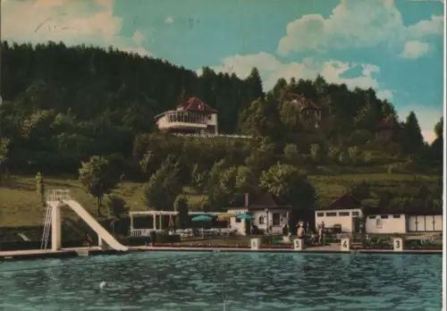 Bad Driburg - Freibad mit Blick auf Falkenhöhe - 1976