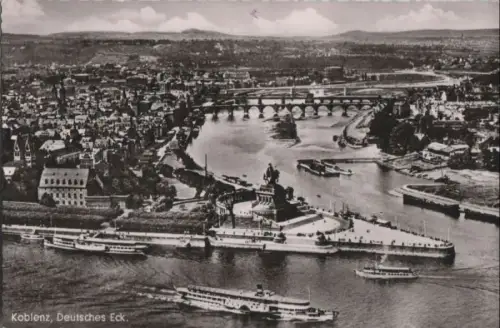 Koblenz - Deutsches Eck von oben - ca. 1960